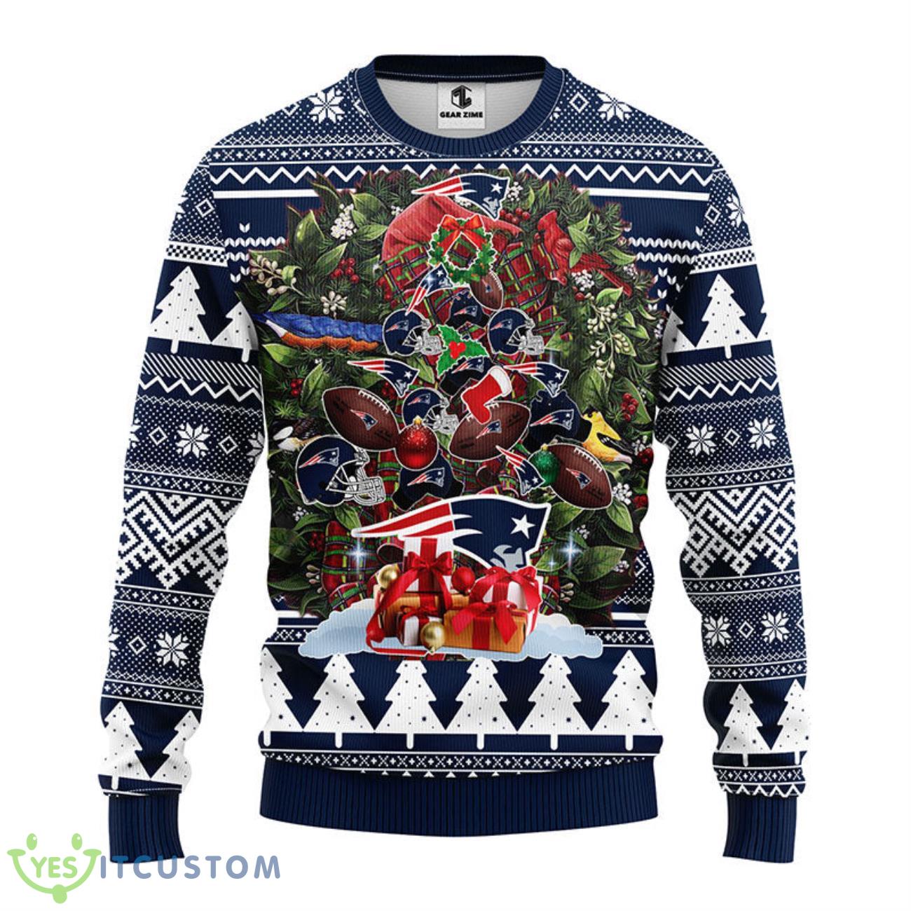 New England Patriots Tree Ugly Christmas Fleece Sweater 5 New England Patriots Tree Ugly Christmas Fleece Sweater Product Photo 1