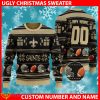New Orleans Saints Design NFL Snow Reindeer Ugly Xmas Sweater Custom Number And Name - New Orleans Saints v1 NFL Knitted Sweater Photo 1