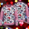 New York Giants Logo Skull Candy Cane Pattern Pink Knitted Christmas 3D Sweater - New York Giants Logo Skull Candy Cane Pattern Pink Knitted Christmas 3D Sweater