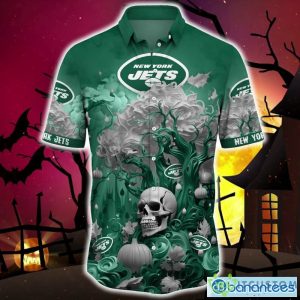 New York Jets Halloween Trending Skull 3D Hawaiian Shirt For Fans Gift Christmas Men And Women - New York Jets Halloween Skull Trending Hawaii Shirt New Arrivals_3