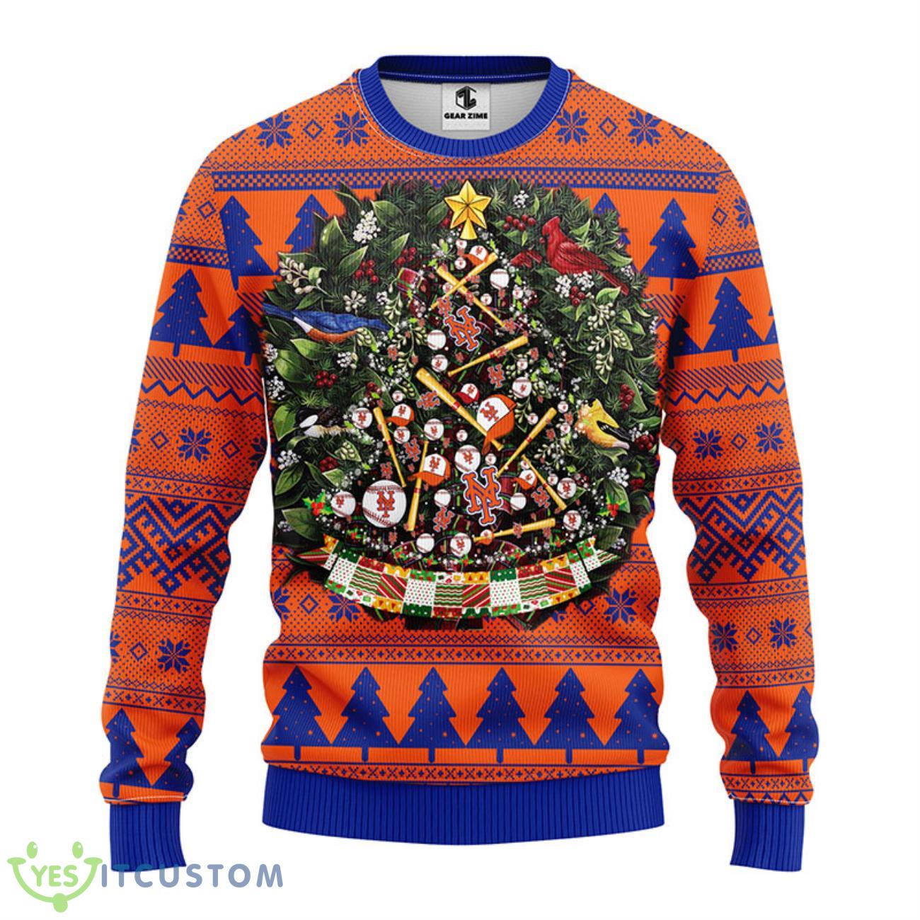 New York Mets Tree Ball Christmas Ugly Sweater 5 New York Mets Tree Ball Christmas Ugly Sweater Product Photo 1
