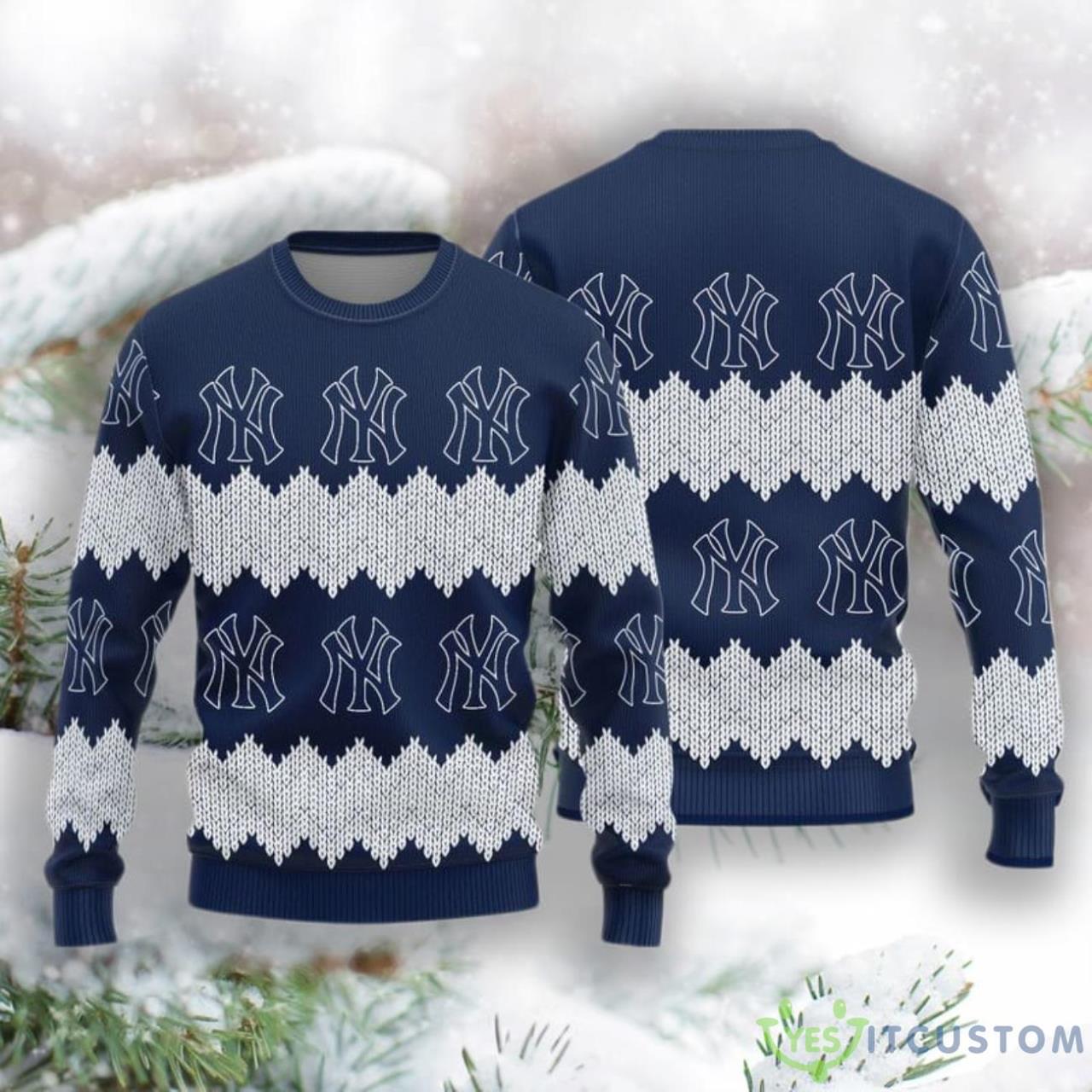 New York Yankees Christmas Pattern Knitted Sweater 3 New York Yankees Christmas Pattern Knitted Sweater Product Photo 1
