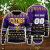 NFL Minnesota Vikings Custom Name And Number Christmas Snowflake Pattern Ugly Christmas Sweater For Fans Product Photo 1