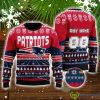 NFL New England Patriots Custom Name And Number Christmas Snowflake Pattern Ugly Christmas Sweater For Fans Product Photo 1