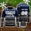 NFL Seattle Seahawks Custom Name And Number Christmas Snowflake Pattern Ugly Christmas Sweater For Fans Product Photo 1