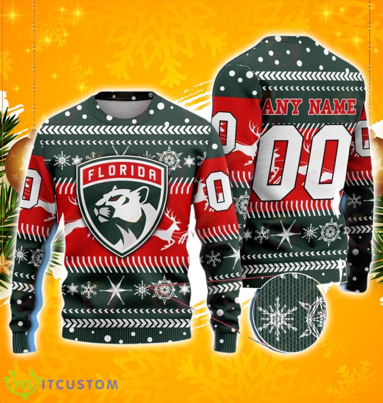 NHL Florida Panthers 3D Ugly Chirstmas SweaterCustom Number & Name 3 NHL Florida Panthers 3D Ugly Chirstmas SweaterCustom Number & Name Product Photo 1