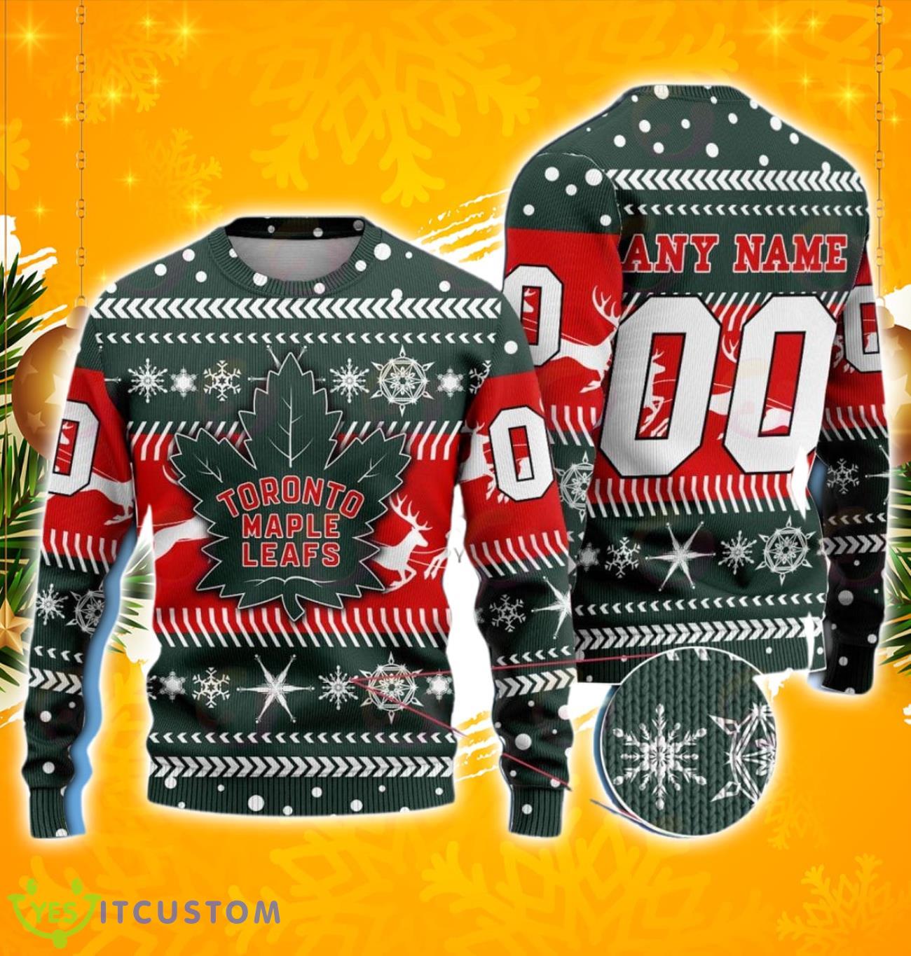 NHL Toronto Maple Leafs 3D Ugly Chirstmas SweaterCustom Number & Name 3 NHL Toronto Maple Leafs 3D Ugly Chirstmas SweaterCustom Number & Name Product Photo 1