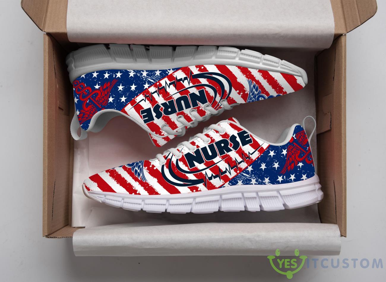 Nurse American Flag Casual Running Sneakers 8 Nurse American Flag Casual Running Sneakers Product Photo 2