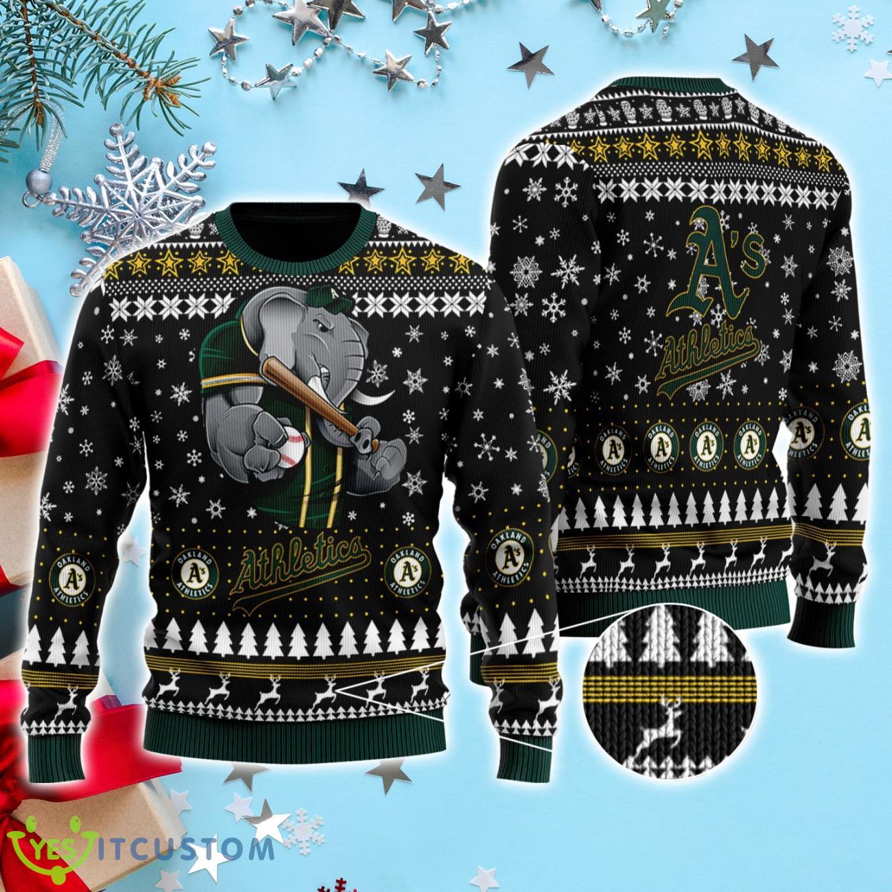 Oakland Athletics 3D Ugly Christmas Sweater 3 Oakland Athletics 3D Ugly Christmas Sweater Product Photo 1