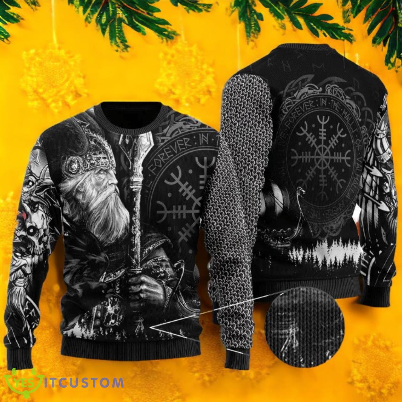 Odin Tattoo Valknut Viking Ugly Christmas Sweater 3 Odin Tattoo Valknut Viking Ugly Christmas Sweater Product Photo 1