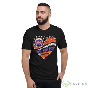 Official Go Mets Baseball Orange Glitter Heart 2023 Shirt - Short Sleeve T-Shirt