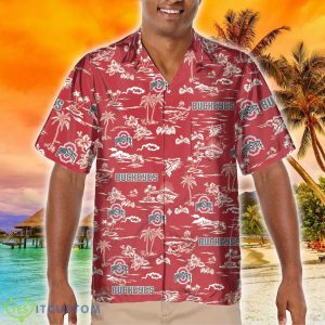 Ohio State Buckeyes Islander 3D Hawaiian Shirt Best For Fans Beach Gift For Men And Women - Ohio State Buckeyes Tropical AOP Pocket Hawaiian Shirt_1