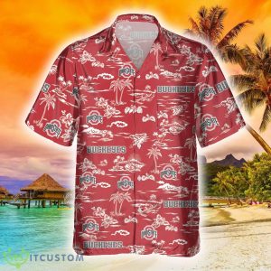 Ohio State Buckeyes Islander 3D Hawaiian Shirt Best For Fans Beach Gift For Men And Women - Ohio State Buckeyes Tropical AOP Pocket Hawaiian Shirt Photo 1