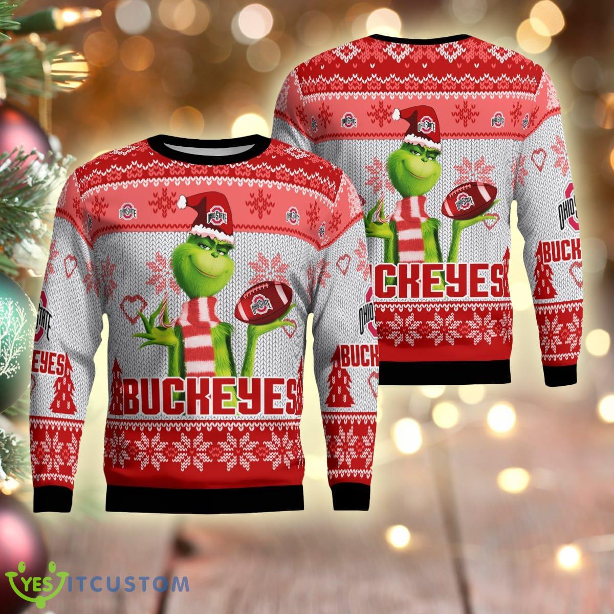Ohio State Buckeyes The Grinch Ugly Christmas 3D Sweater Gift Holidays 1 Ohio State Buckeyes The Grinch Ugly Christmas 3D Sweater Gift Holidays - Ohio State Buckeyes The Grinch Ugly Christmas Sweater Photo 1