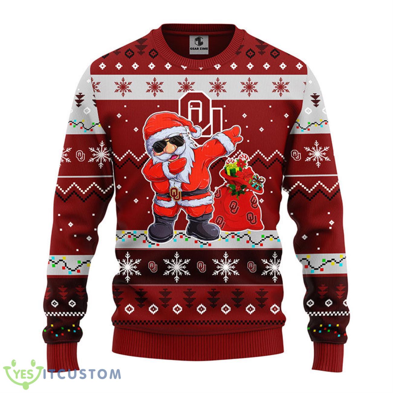 Oklahoma Sooners Dabbing Santa Claus Christmas Ugly Sweater 5 Oklahoma Sooners Dabbing Santa Claus Christmas Ugly Sweater Product Photo 1