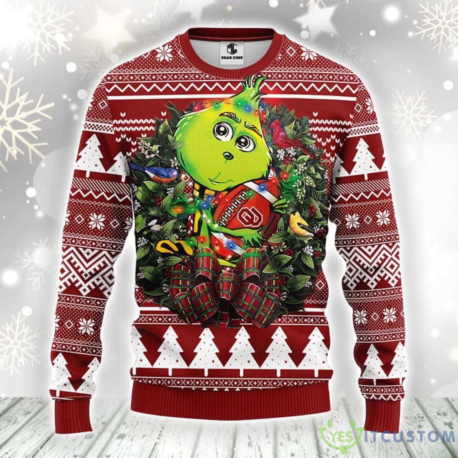 Oklahoma Sooners Grinch Hug Christmas Ugly Sweater Best Christmas Gift For Sport Fans 3 Oklahoma Sooners Grinch Hug Christmas Ugly Sweater Best Christmas Gift For Sport Fans Product Photo 1