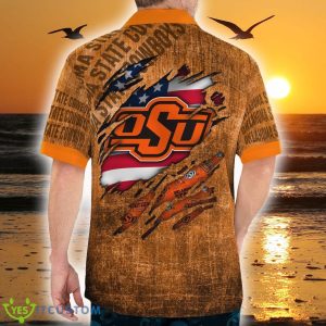 Oklahoma State Cowboys American Flag Exclusive 3D Hawaiian Shirt Best For Fans Beach Gift For Men And Women - Oklahoma State Cowboys American Flag Retro Printed Button Shirt_5
