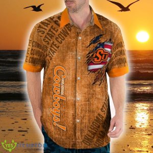 Oklahoma State Cowboys American Flag Exclusive 3D Hawaiian Shirt Best For Fans Beach Gift For Men And Women - Oklahoma State Cowboys American Flag Retro Printed Button Shirt_6