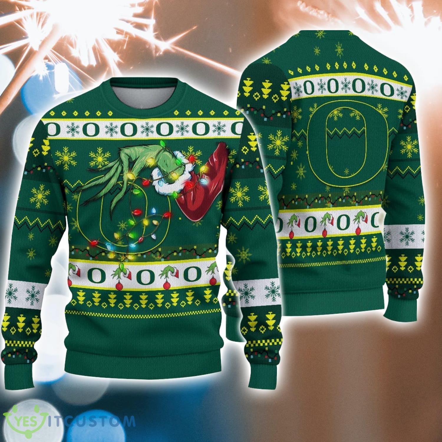 Oregon Ducks NCAA Grinch Hand Funny Christmas Gift Ugly Christmas Sweater 3 Oregon Ducks NCAA Grinch Hand Funny Christmas Gift Ugly Christmas Sweater Product Photo 1