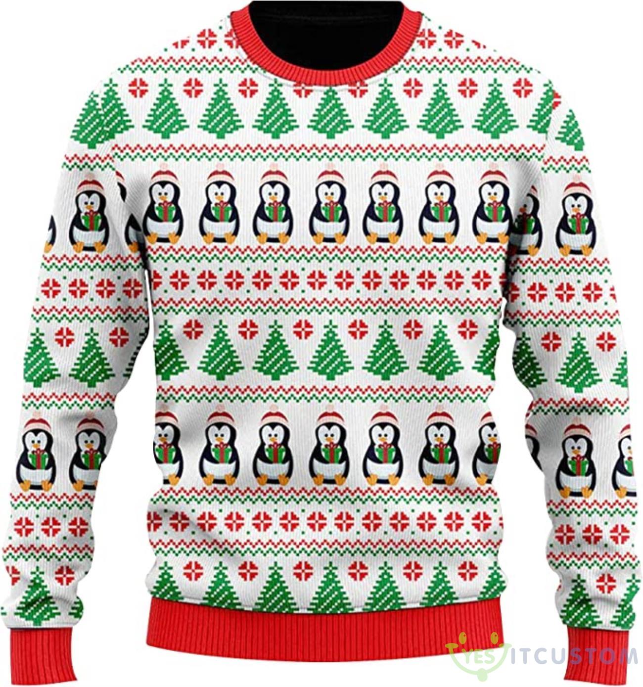 Penguins Ugly Christmas Sweater Cristmas Trees 3 Penguins Ugly Christmas Sweater Cristmas Trees Product Photo 1