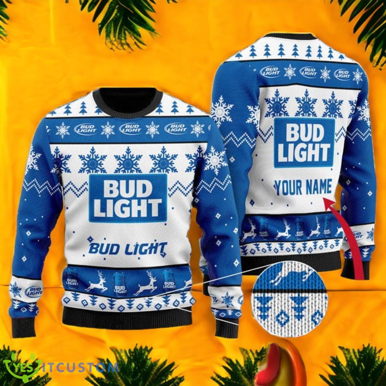 Personalized Bud Light Ugly Christmas Sweater 3 Personalized Bud Light Ugly Christmas Sweater Product Photo 1