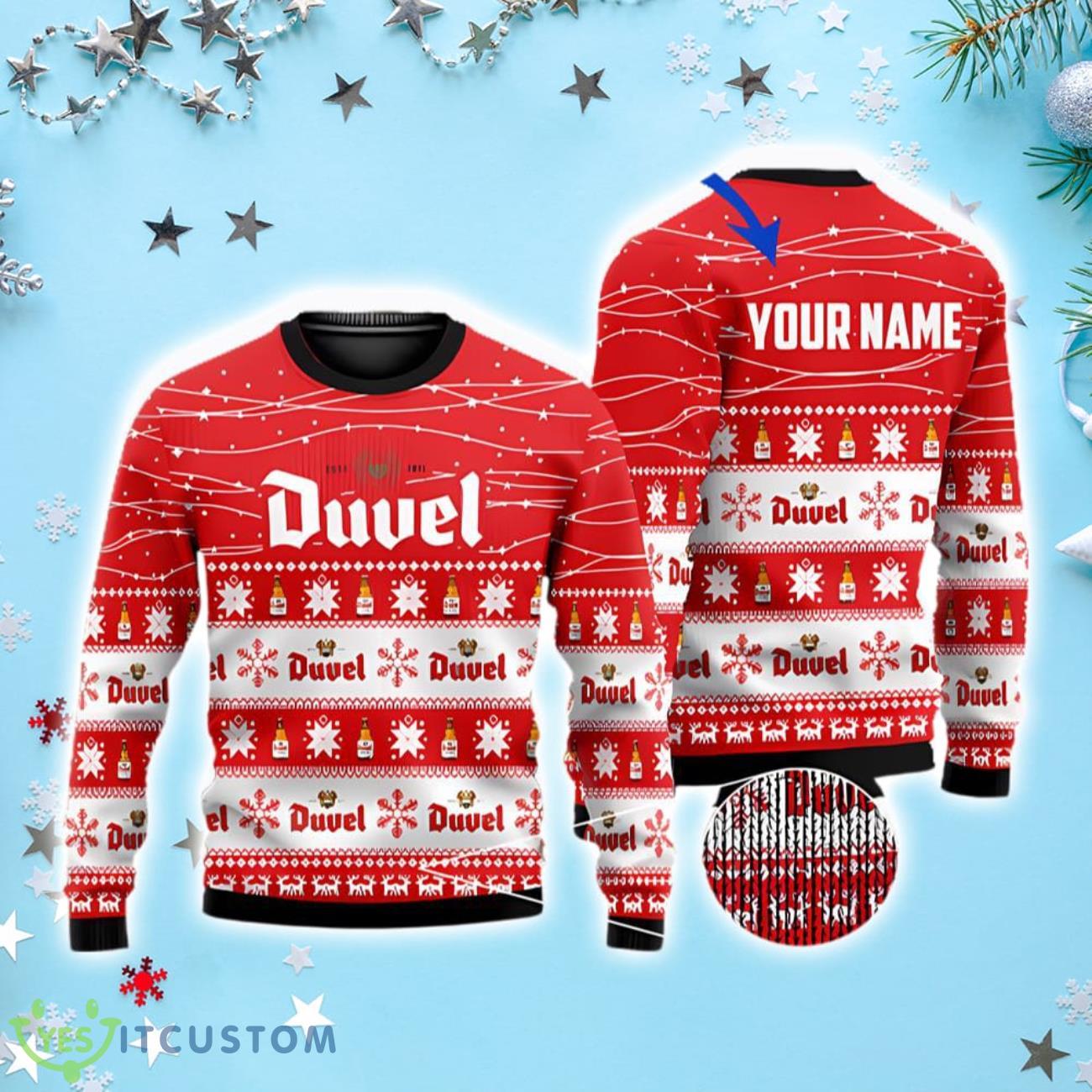 Personalized Duvel Beer Christmas Ugly Sweater 3 Personalized Duvel Beer Christmas Ugly Sweater Product Photo 1
