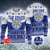 Personalized EFL Leicester City FC Big Logo Stadium Snowflakes Ugly Christmas Sweater - Leicester City FC Big Logo Stadium Snowflakes EFL Ugly Christmas Sweater