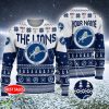 Personalized EFL Millwall FC Big Logo Stadium Snowflakes Ugly Christmas Sweater - Millwall FC Big Logo Stadium Snowflakes EFL Ugly Christmas Sweater