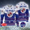 Personalized EFL Reading FC Big Logo Stadium Snowflakes Ugly Christmas Sweater - Reading FC Big Logo Stadium Snowflakes EFL Ugly Christmas Sweater