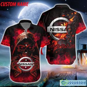 Personalized Nissan Death Skull Gift Halloween 3D Hawaiian Shirt For Men And Women - Hawaiian Shirt Skull Halloween Nissan_1