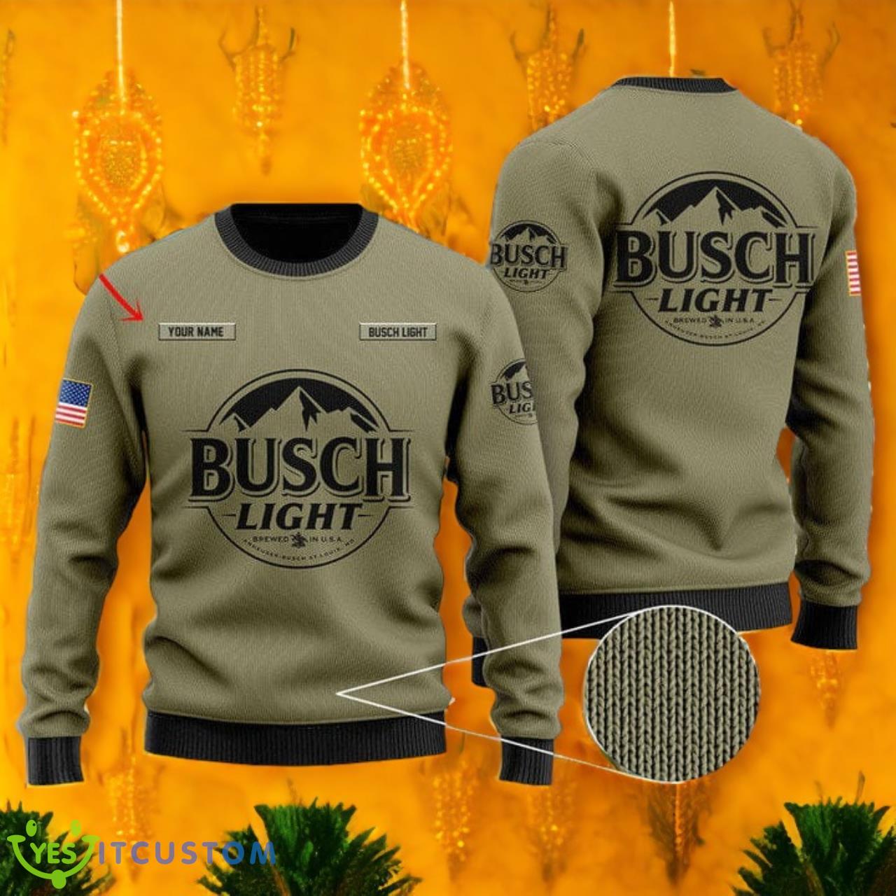 Personalized U.S Flag Busch Ugly Christmas Sweater 3 Personalized U.S Flag Busch Ugly Christmas Sweater Product Photo 1