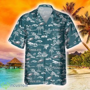 Philadelphia Eagles Colorful 3D Hawaiian Shirt Best For Fans Beach Gift For Men And Women - Philadelphia Eagles Tropical AOP Pocket Hawaiian Shirt Photo 1
