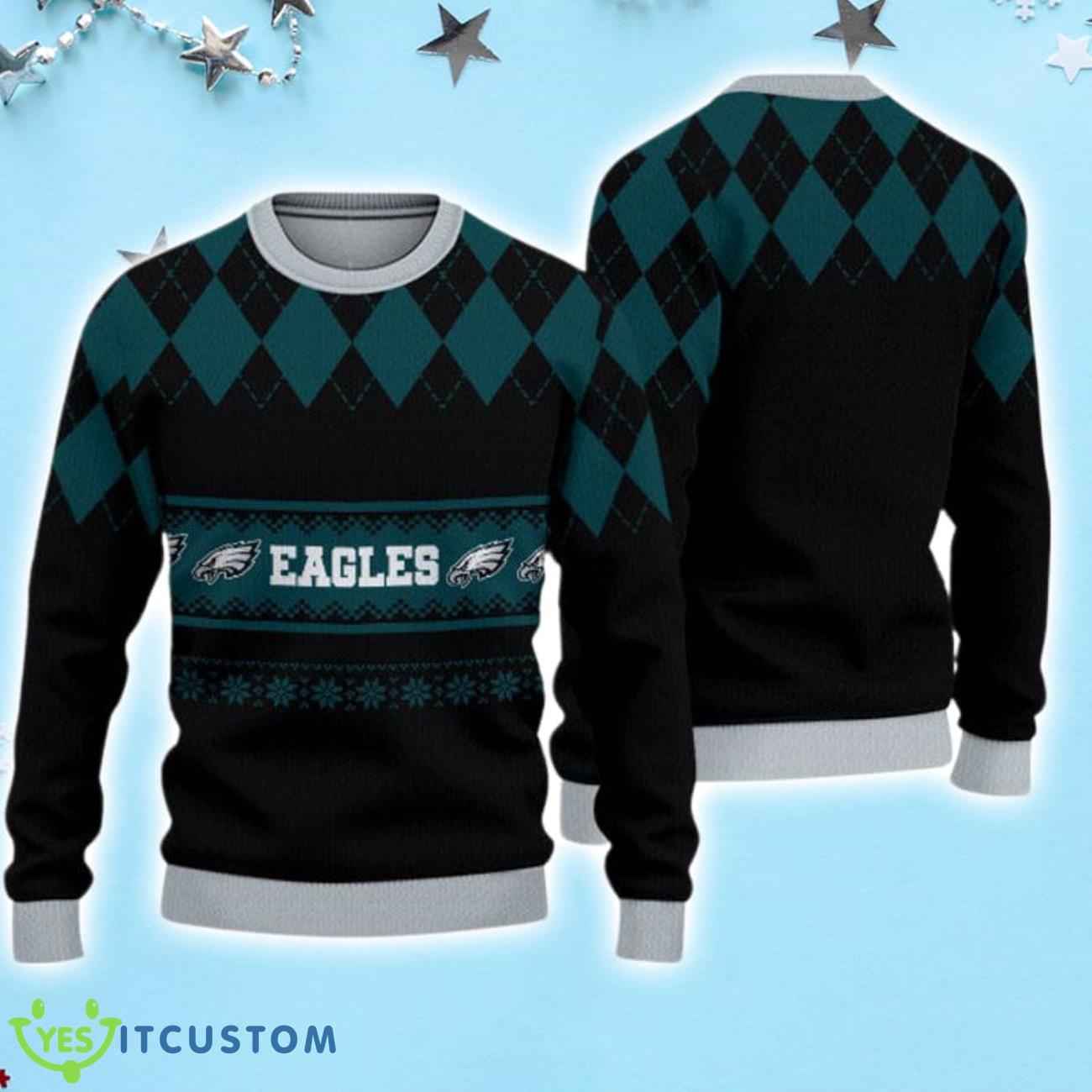 Philadelphia Eagles Diamond Pattern Christmas Sweater 3 Philadelphia Eagles Diamond Pattern Christmas Sweater Product Photo 1