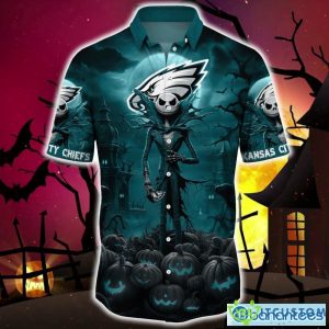 Philadelphia Eagles Halloween Jack Skellington 3D Hawaiian Shirt For Fans Gift Christmas Men And Women - Philadelphia Eagles Halloween Jack Hawaii Shirt Trending For This Season_3