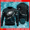 Philadelphia Eagles NFL Ugly Snow Reindeer Ugly Xmas Sweater Custom Number And Name - Philadelphia Eagles NFL Ugly Knitted Sweater Photo 1