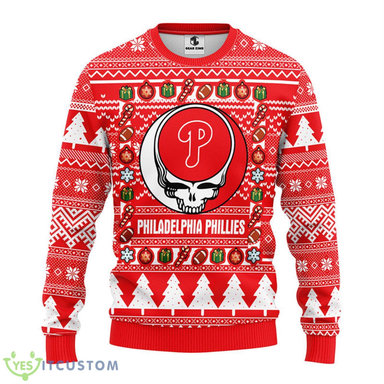 Philadelphia Phillies Grateful Dead Ugly Christmas Fleece Sweater 5 Philadelphia Phillies Grateful Dead Ugly Christmas Fleece Sweater Product Photo 1