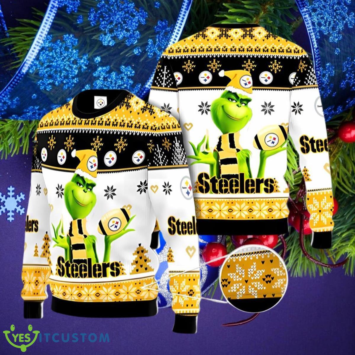 Pittsburgh Steelers Grinch Knit Ugly Christmas Sweater Best Gift For Everyone 3 Pittsburgh Steelers Grinch Knit Ugly Christmas Sweater Best Gift For Everyone Product Photo 1