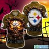Pittsburgh Steelers Halloween Angry Skull 3D Hawaiian Shirt For Fans Gift Christmas Men And Women - Pittsburgh Steelers Halloween Super Trending Shirt For This Season_1