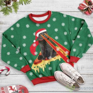 Pizza Cat With Laser Eyes Ugly Christmas Sweater - Pizza Cat With Laser Eyes Christmas EZ22 3010 All Over Print Sweatshirt_2