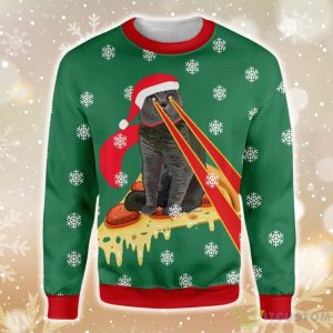 Pizza Cat With Laser Eyes Ugly Christmas Sweater - Pizza Cat With Laser Eyes Christmas EZ22 3010 All Over Print Sweatshirt_1