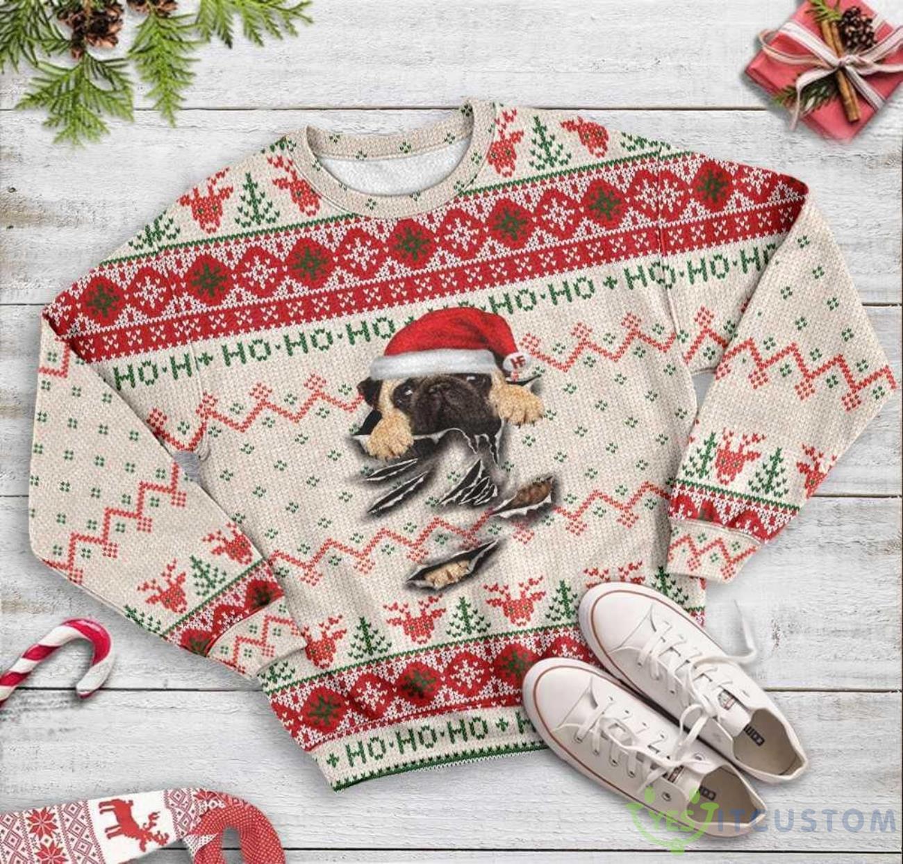 Pug Scratch Ugly Christmas Sweater 6 Pug Scratch Ugly Christmas Sweater Product Photo 2