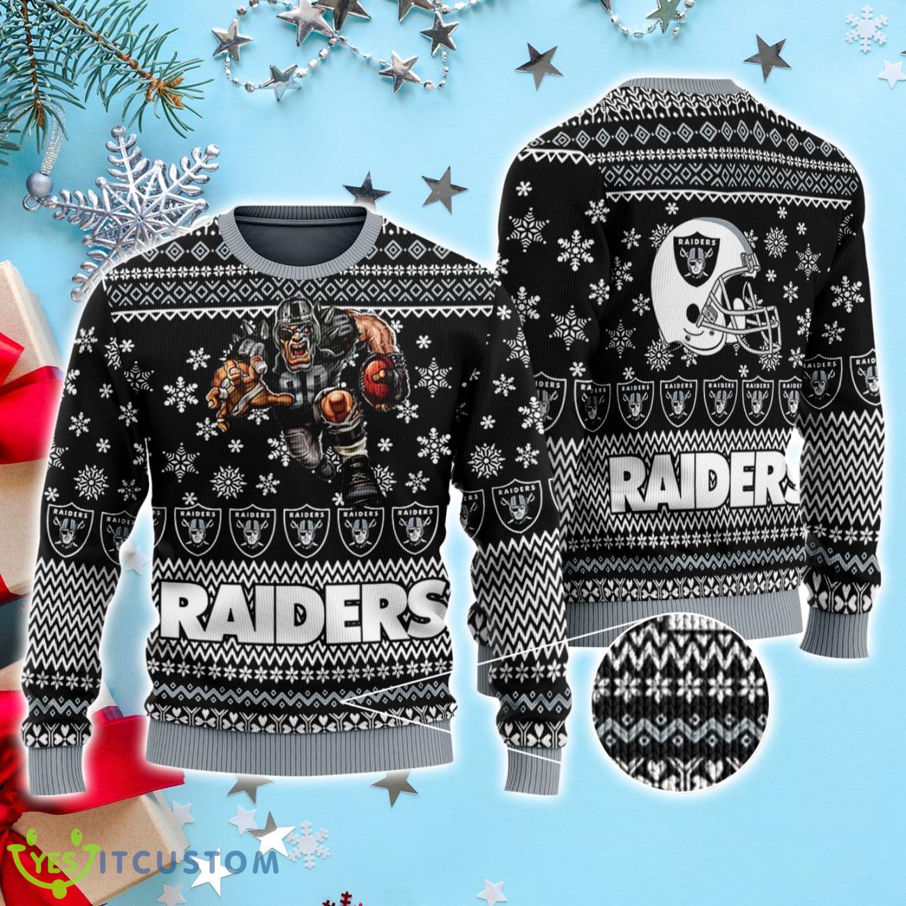 Raiders 3D Ugly Christmas Sweater 3 Raiders 3D Ugly Christmas Sweater Product Photo 1