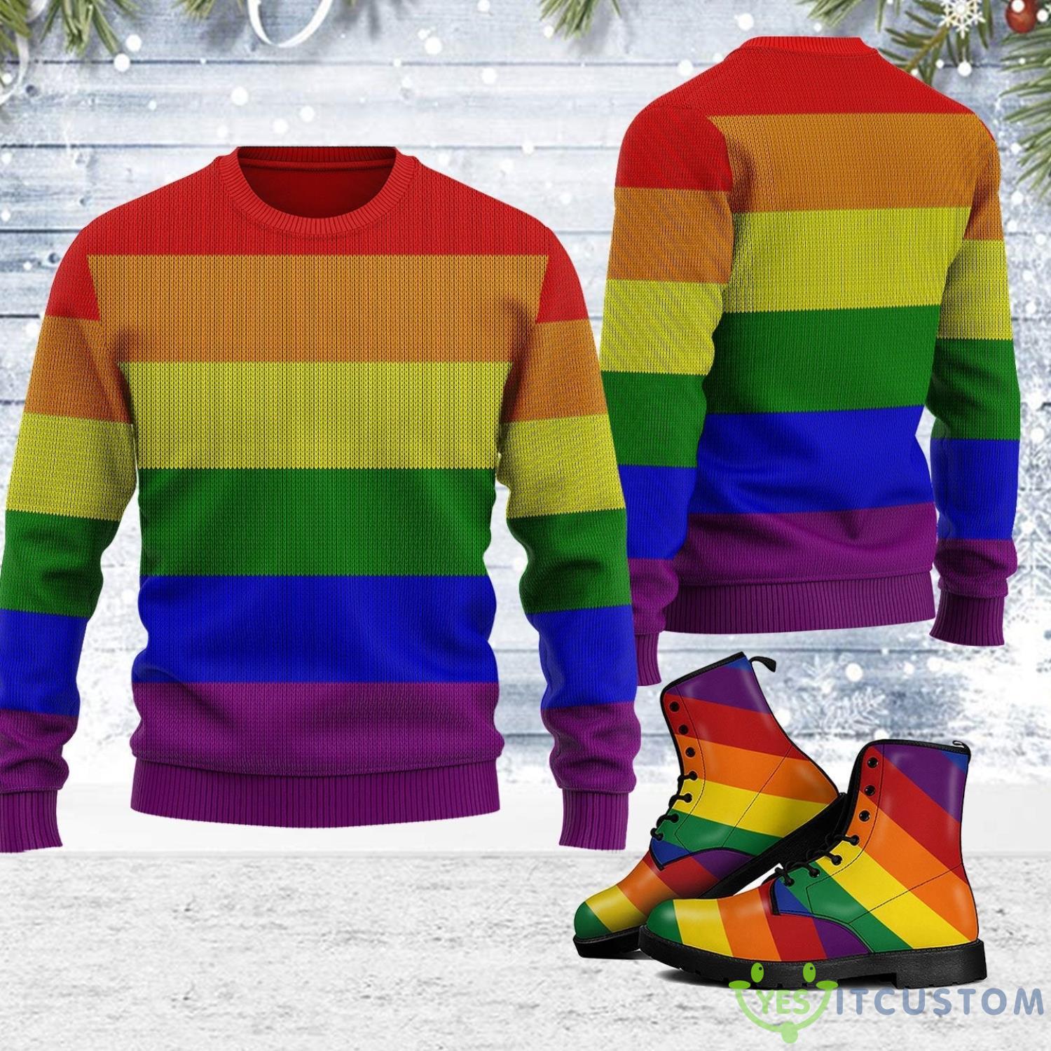 Rainbow Flag LGBTQ+ Ugly Christmas Sweater Christmas Gifts Unisex 3 Rainbow Flag LGBTQ+ Ugly Christmas Sweater Christmas Gifts Unisex Product Photo 1
