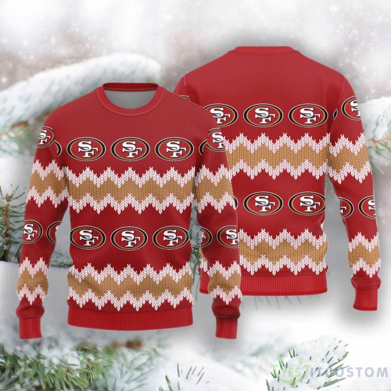San Francisco 49ers Christmas Pattern Knitted Sweater 3 San Francisco 49ers Christmas Pattern Knitted Sweater Product Photo 1