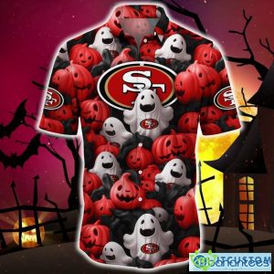 San Francisco 49ers Halloween Pumpkin Skull 3D Hawaiian Shirt For Fans Gift Christmas - San Francisco 49ers Halloween Aloha Hawaii Shirt Trending For This Season_3