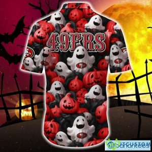San Francisco 49ers Halloween Pumpkin Skull 3D Hawaiian Shirt For Fans Gift Christmas - San Francisco 49ers Halloween Aloha Hawaii Shirt Trending For This Season_4