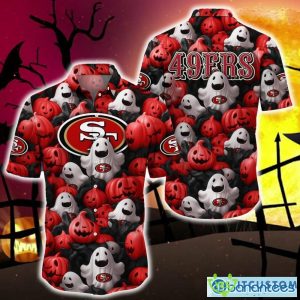 San Francisco 49ers Halloween Pumpkin Skull 3D Hawaiian Shirt For Fans Gift Christmas - San Francisco 49ers Halloween Aloha Hawaii Shirt Trending For This Season_1