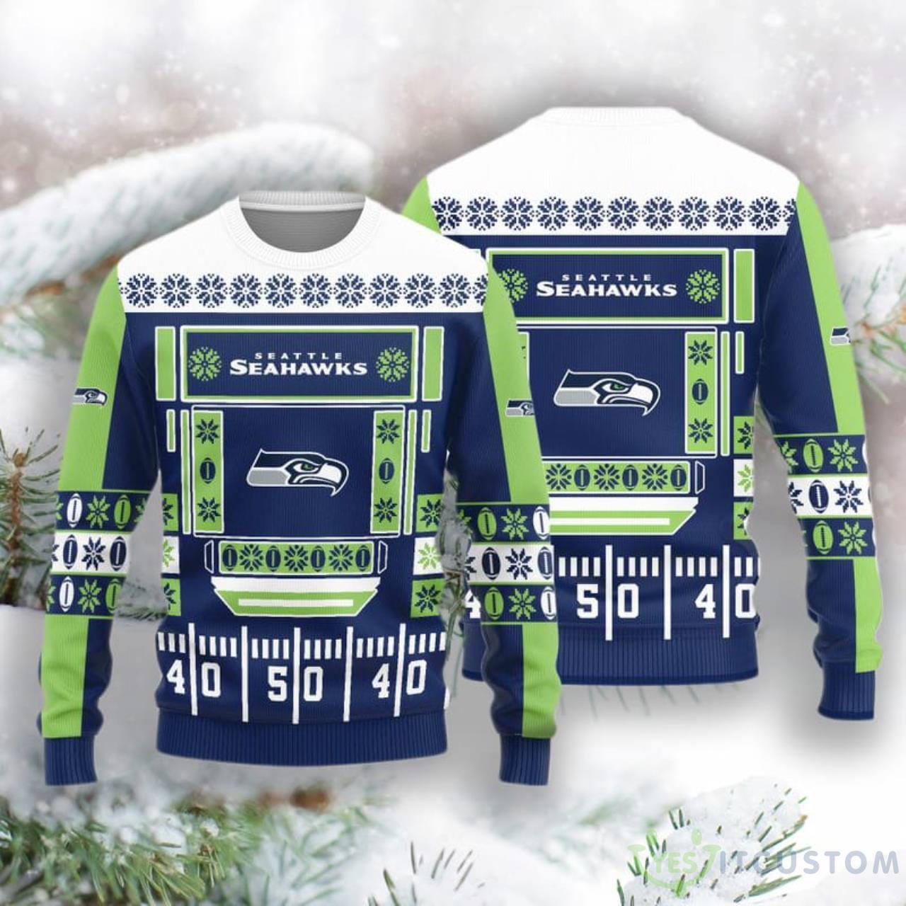 Seattle Seahawks Christmas Ball Snowfalke Pattern Knitted Sweater 3 Seattle Seahawks Christmas Ball Snowfalke Pattern Knitted Sweater Product Photo 1