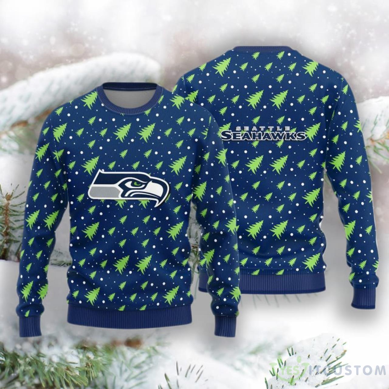 Seattle Seahawks Christmas Pine Tree Patterns Pattern Knitted Sweater 3 Seattle Seahawks Christmas Pine Tree Patterns Pattern Knitted Sweater Product Photo 1