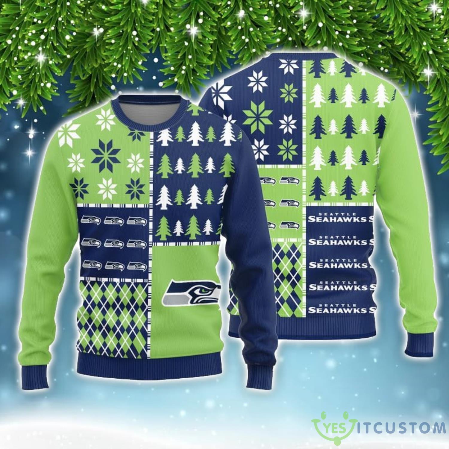 Seattle Seahawks Christmas Pine Trees Pattern Limited Sweater Ugly Christmas Gift 3 Seattle Seahawks Christmas Pine Trees Pattern Limited Sweater Ugly Christmas Gift Product Photo 1